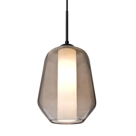 Besa Lighting Link Pendant, Smoke/Opal, Black Finish, 1x9W LED 1JT-LINKSM-LED-BK